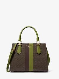 Marilyn Medium Logo Stripe Satchel