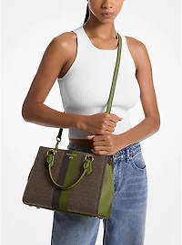 Marilyn Medium Logo Stripe Satchel