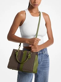 Marilyn Medium Logo Stripe Satchel