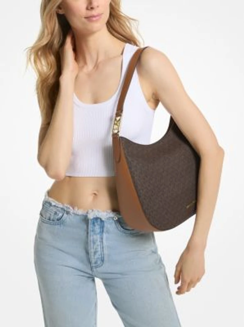 Kensington Large Signature Logo Hobo Shoulder Bag