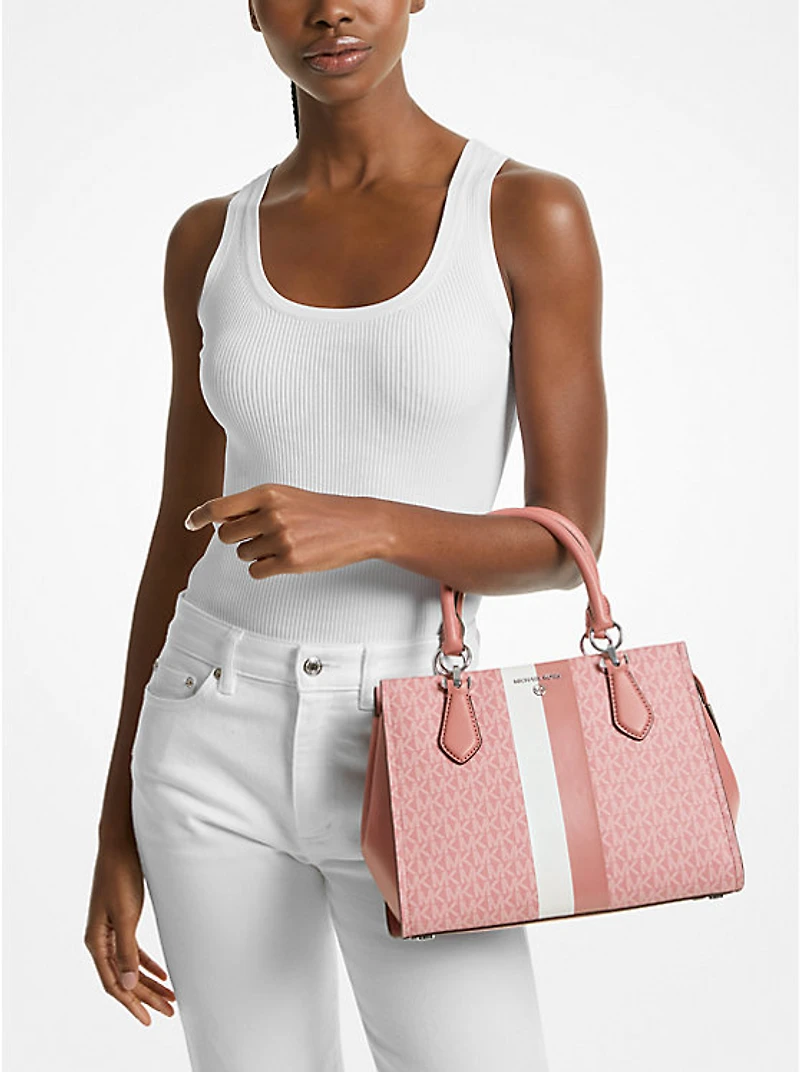 Marilyn Medium Signature Logo Stripe Satchel
