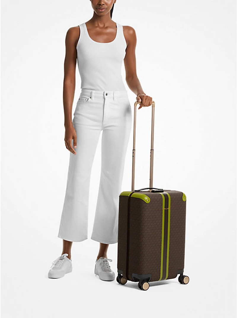 Striped Signature Logo Suitcase