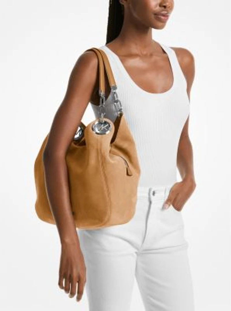 Lillie Large Suede Shoulder Bag