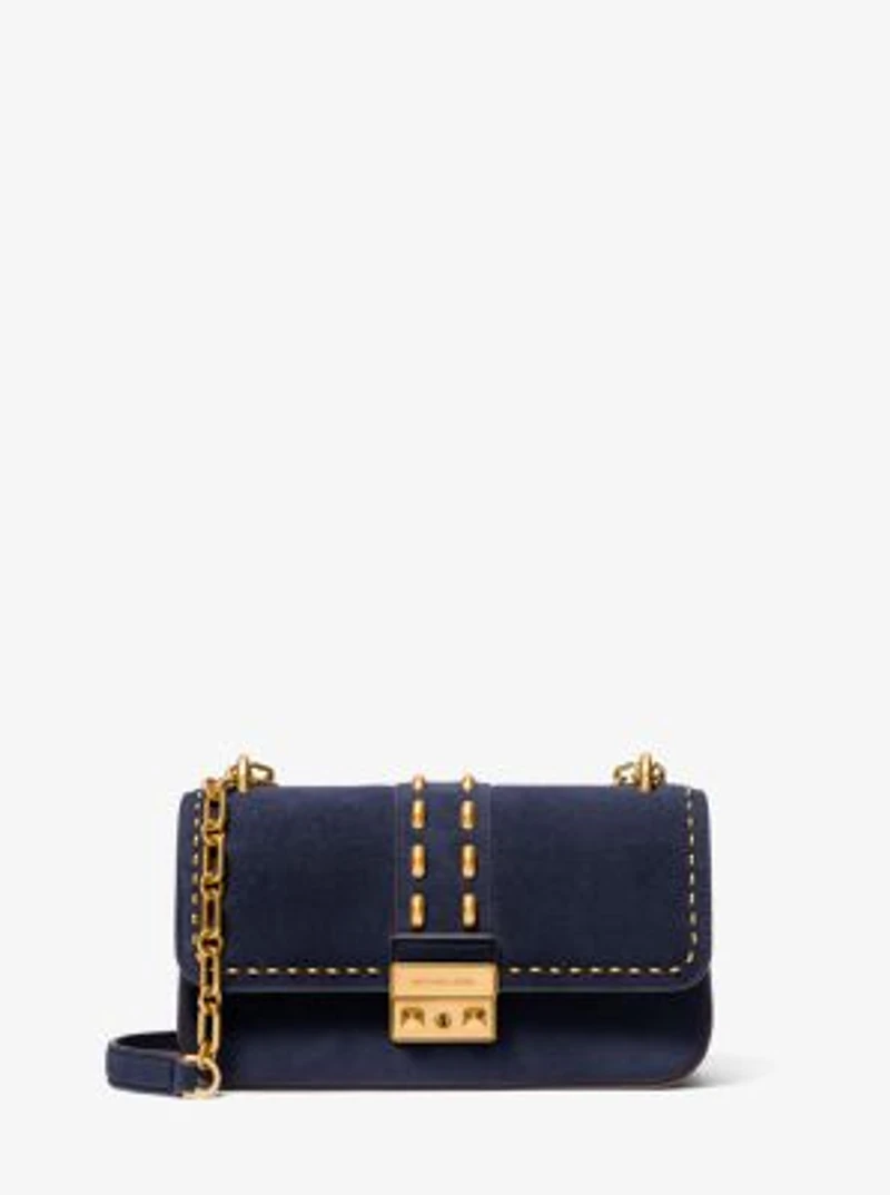 Tribeca Small Studded Suede Shoulder Bag