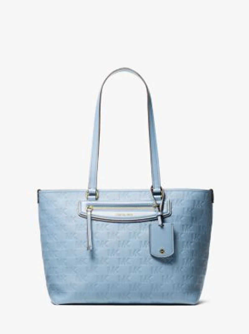 Jet Set Travel Medium Logo Embossed Leather Tote Bag