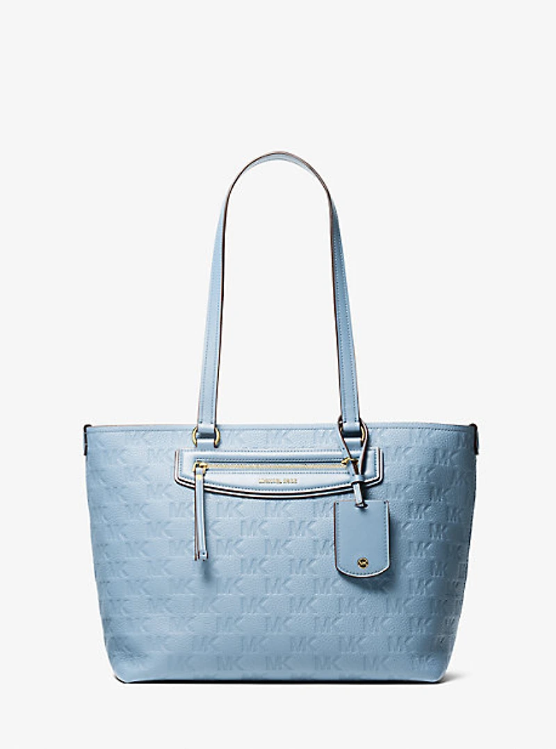 Jet Set Travel Medium Logo Embossed Leather Tote Bag