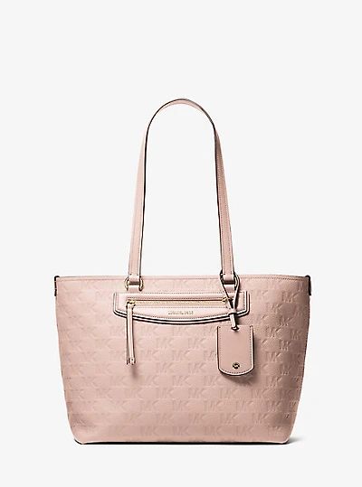 Jet Set Travel Medium Logo Embossed Leather Tote Bag