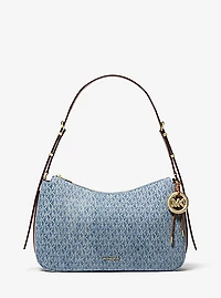 Nolita Medium Signature Logo Print Denim Convertible Shoulder Bag