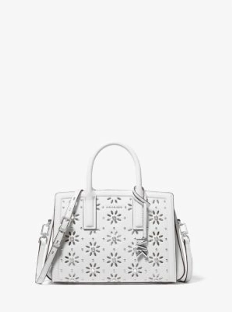 Laila Small Embellished Laser Cut Leather Satchel