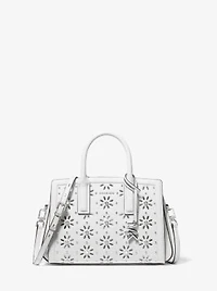 Laila Small Embellished Laser Cut Leather Satchel