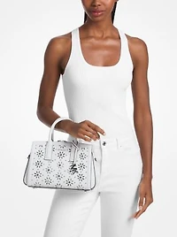 Laila Small Embellished Laser Cut Leather Satchel
