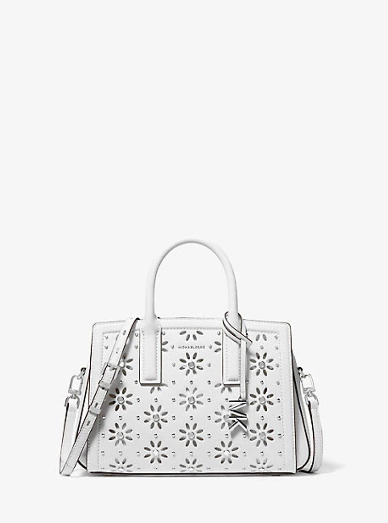 Laila Small Embellished Laser Cut Leather Satchel
