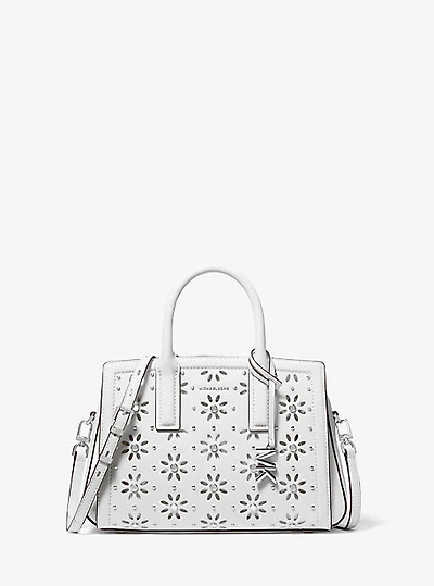 Laila Small Embellished Laser Cut Leather Satchel