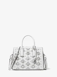 Laila Small Embellished Laser Cut Leather Satchel
