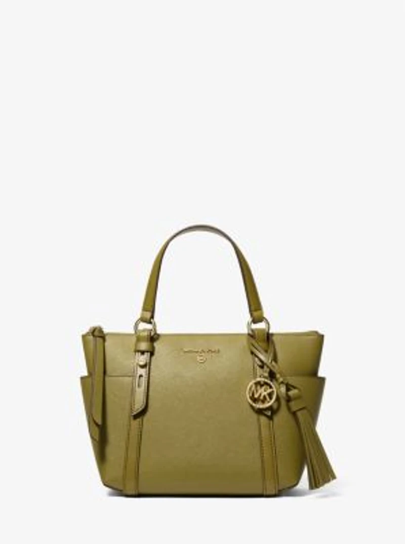 Sullivan Saffiano Leather Top-Zip Tote Bag