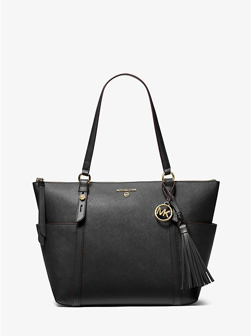 Sullivan Large Saffiano Leather Top-Zip Tote Bag
