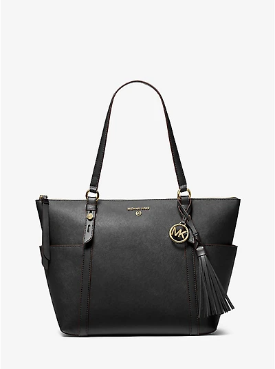 Sullivan Large Saffiano Leather Top-Zip Tote Bag