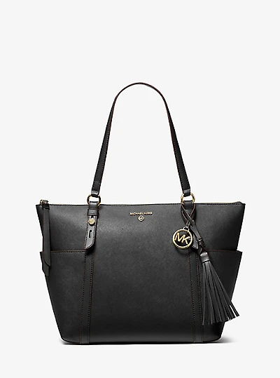 Sullivan Large Saffiano Leather Top-Zip Tote Bag