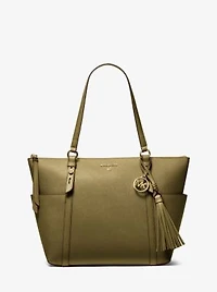 Sullivan Large Saffiano Leather Top-Zip Tote Bag