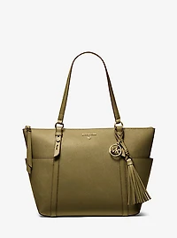 Sullivan Large Saffiano Leather Top-Zip Tote Bag