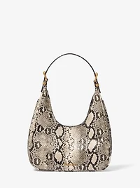 Nolita Small Snake Embossed Leather Hobo Shoulder Bag
