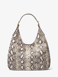 Nolita Large Snake Embossed Leather Hobo Shoulder Bag