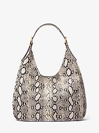 Nolita Large Snake Embossed Leather Hobo Shoulder Bag