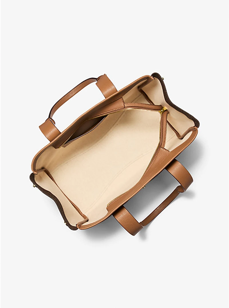 Romee Large Signature Logo and Leather Tote Bag