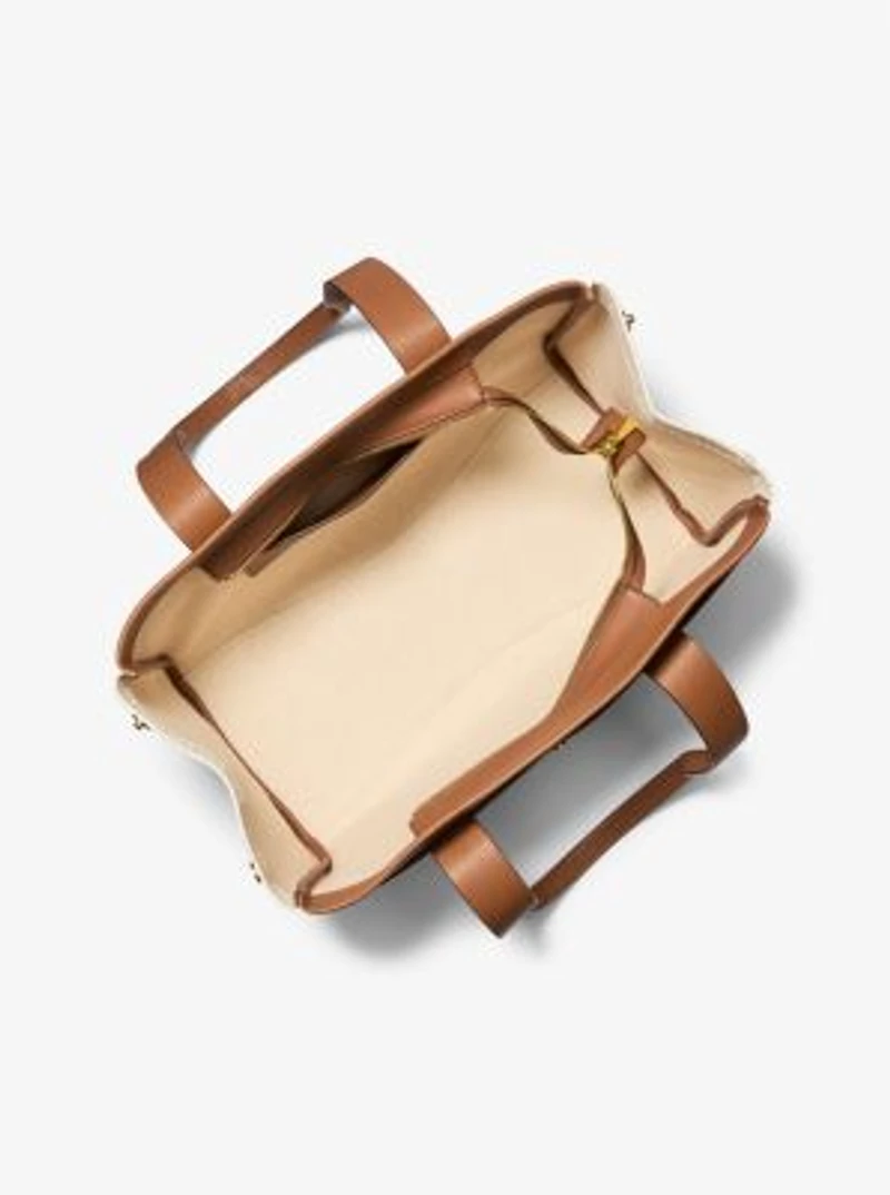 Romee Large Signature Logo and Leather Tote Bag