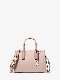Laila Small Color-Block Pebbled Leather Satchel