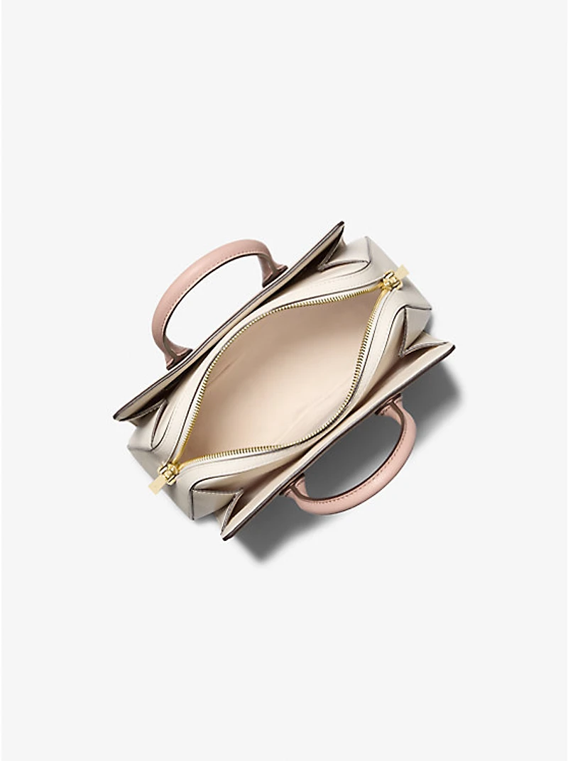 Laila Small Color-Block Pebbled Leather Satchel