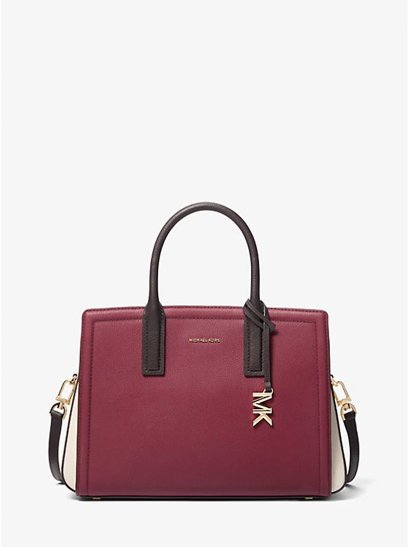 Laila Medium Color-Block Pebbled Leather Satchel