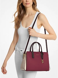 Laila Medium Color-Block Pebbled Leather Satchel