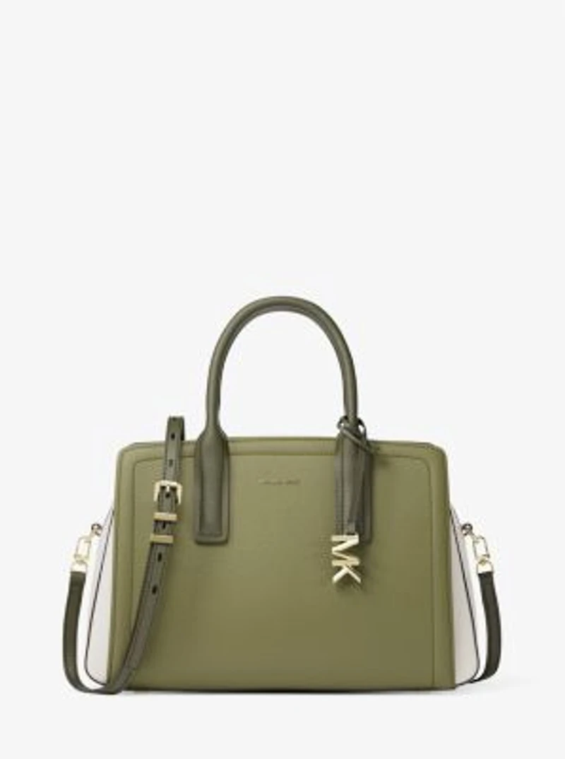 Laila Medium Color-Block Pebbled Leather Satchel