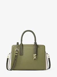 Laila Medium Color-Block Pebbled Leather Satchel