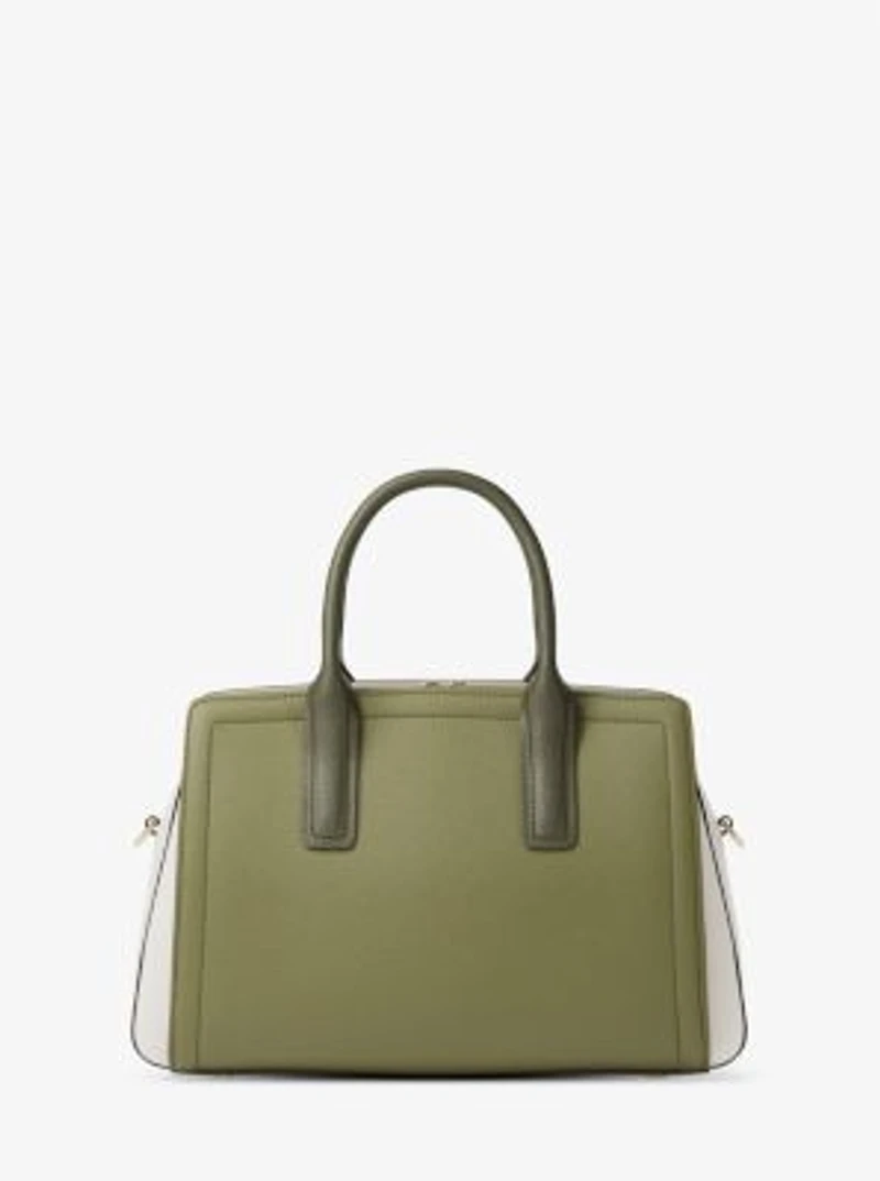 Laila Medium Color-Block Pebbled Leather Satchel