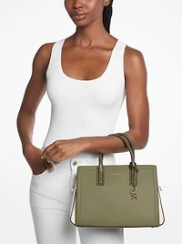Laila Medium Color-Block Pebbled Leather Satchel