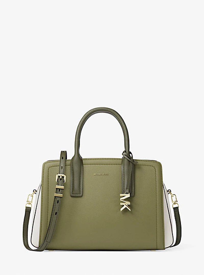 Laila Medium Color-Block Pebbled Leather Satchel