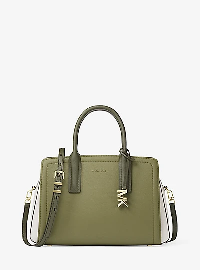 Laila Medium Color-Block Pebbled Leather Satchel