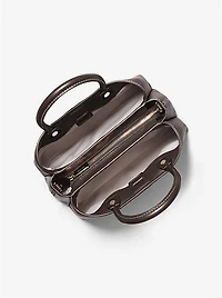 Flora Medium Signature Logo and Leather Satchel