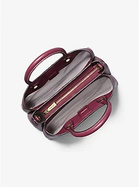 Flora Medium Signature Logo and Leather Satchel