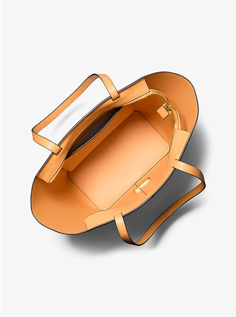 Flora Large Signature Logo and Leather Tote Bag
