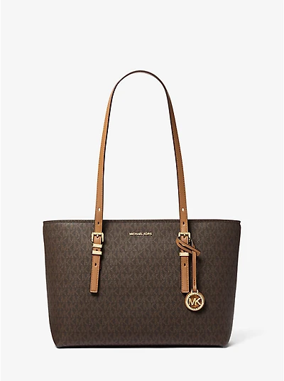 Quinn Medium Signature Logo and Leather Tote Bag