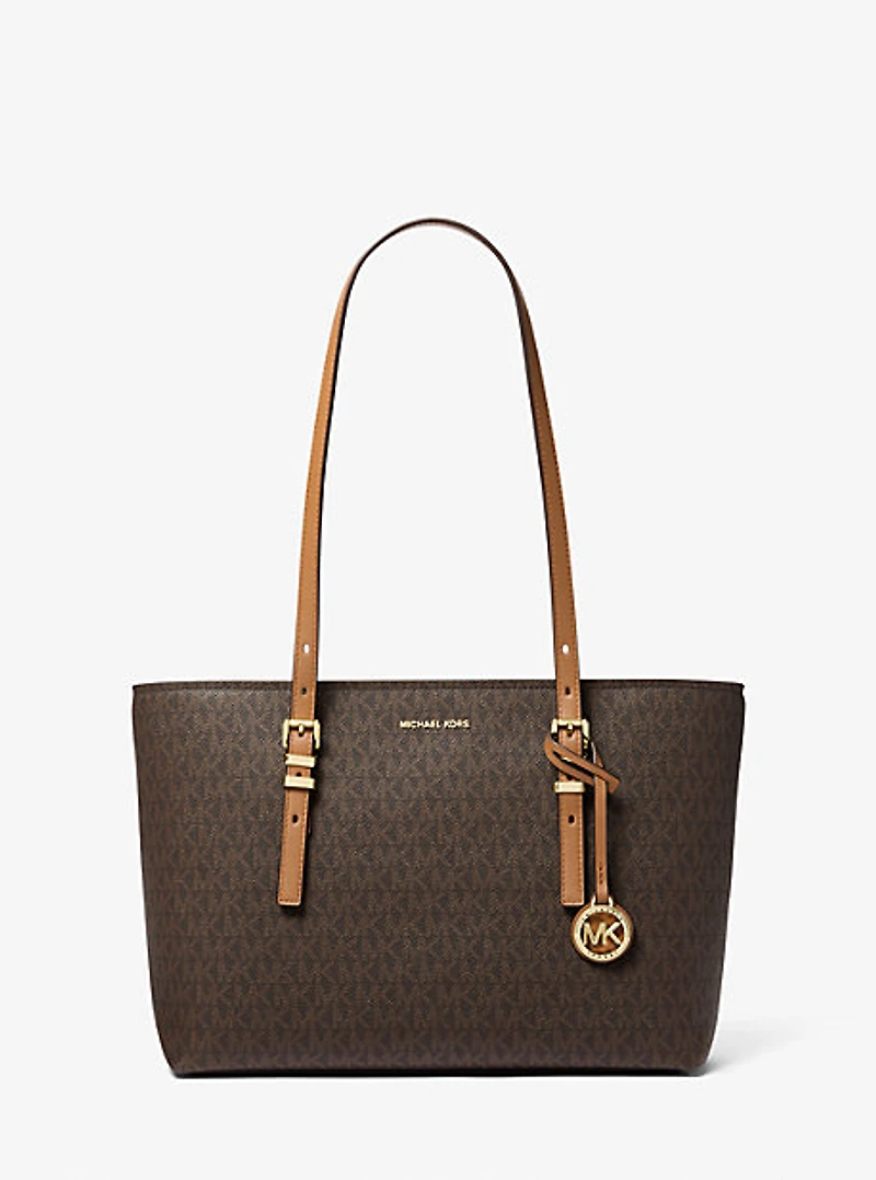 Quinn Medium Signature Logo and Leather Tote Bag