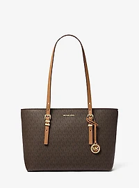 Quinn Medium Signature Logo and Leather Tote Bag