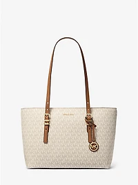 Quinn Medium Signature Logo and Leather Tote Bag