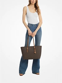 Quinn Large Signature Logo and Leather Tote Bag