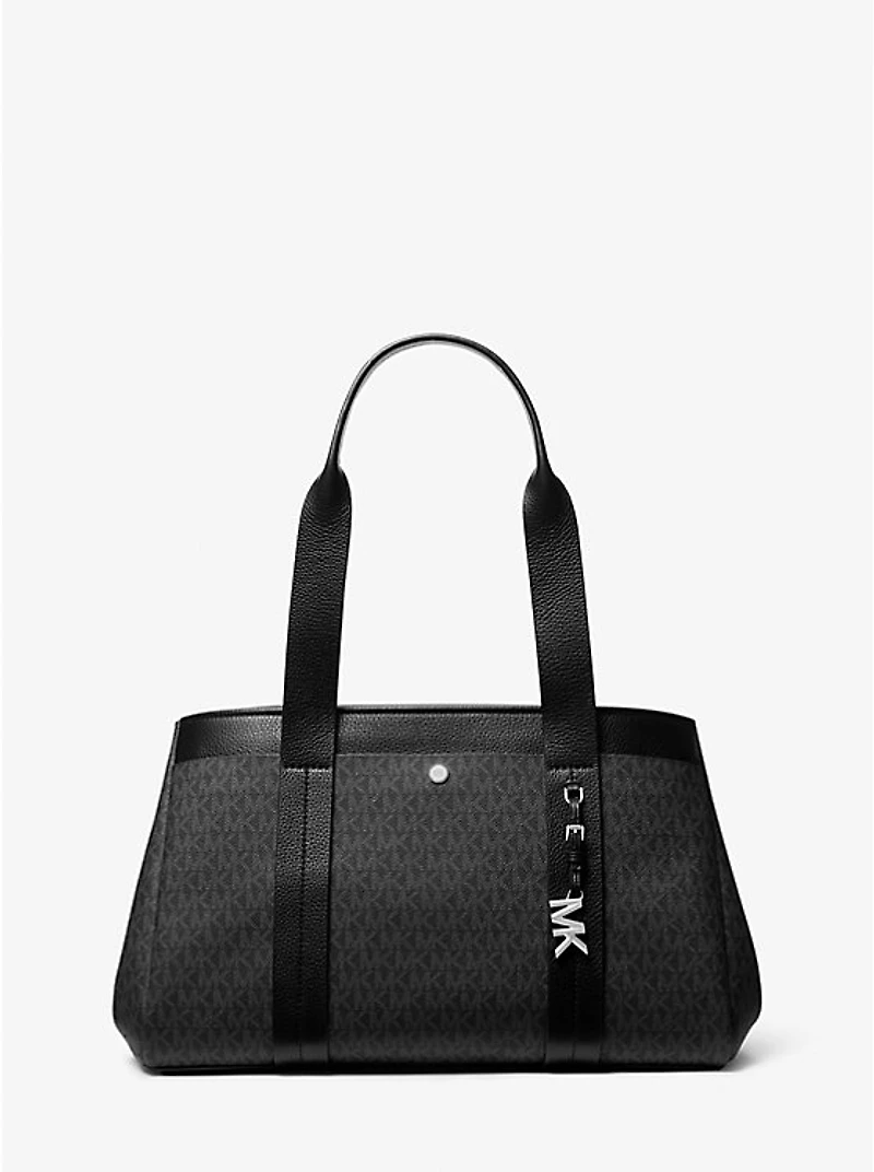 Romee Large Signature Logo and Leather Tote Bag