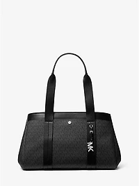 Romee Large Signature Logo and Leather Tote Bag