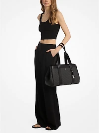 Romee Large Signature Logo and Leather Tote Bag